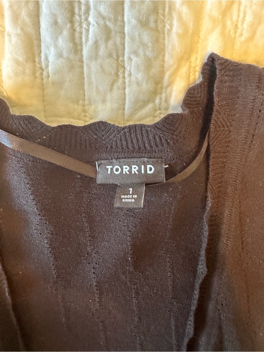 Torrid Black Cropped Pointelle Cardigan Sweater - Picture 3 of 5